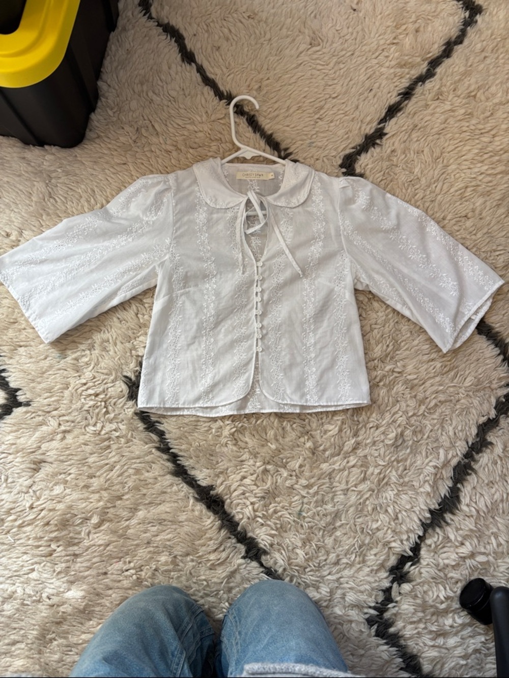 Christy Dawn White Eyelet Button-Front Cotton Blouse - Picture 8 of 16